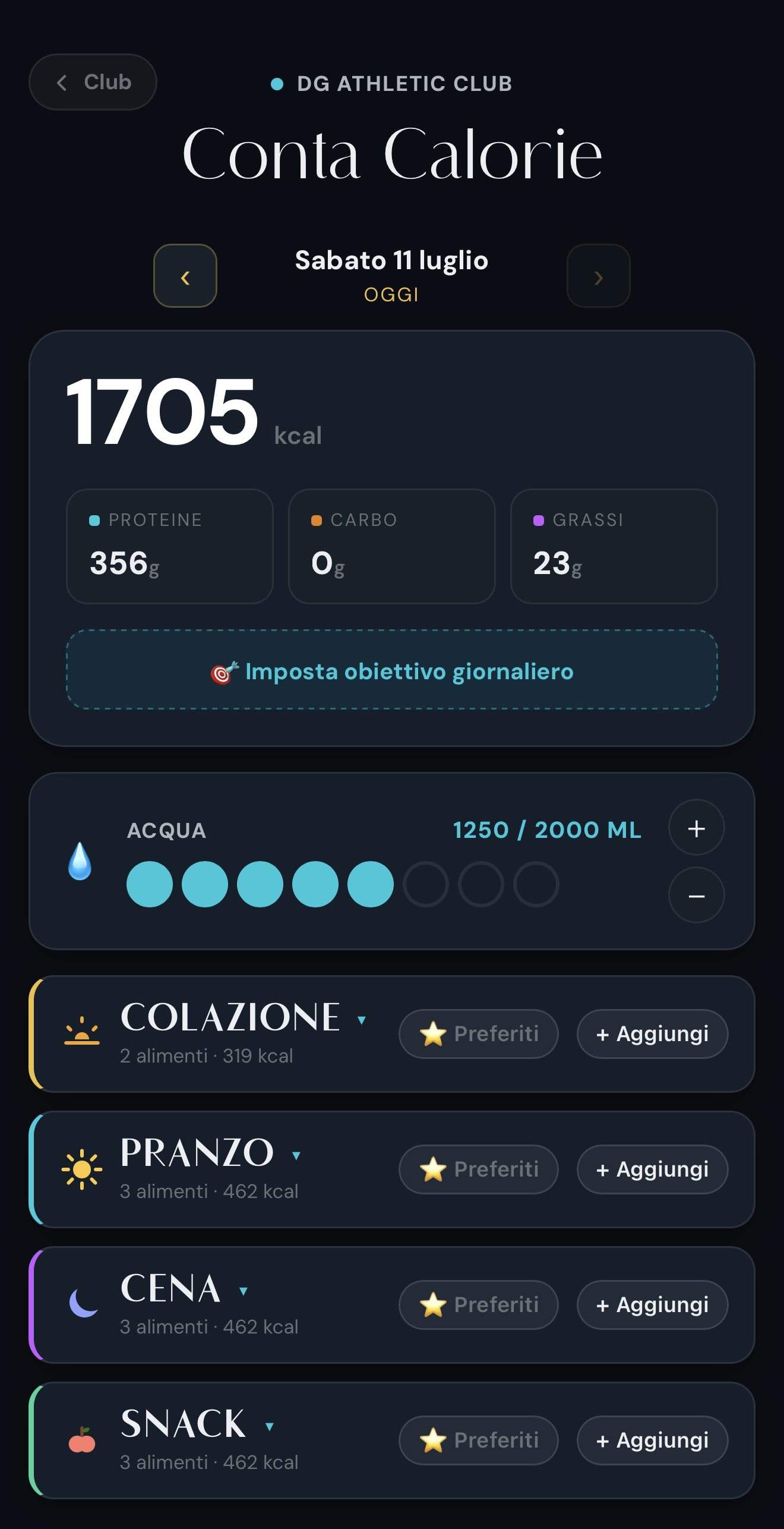 App Conta Calorie — schermata